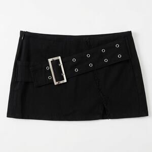 Superdown black microskirt with belt and small slit festival grunge indie sleaze